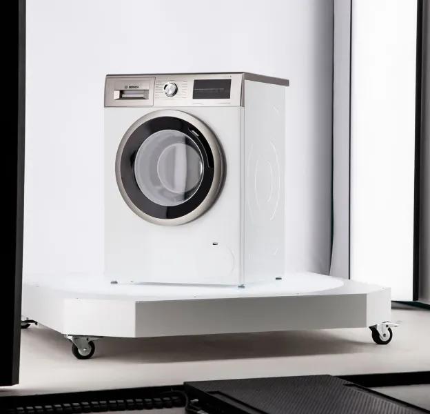 Sesión de fotos en estudio de una lavadora Bosch