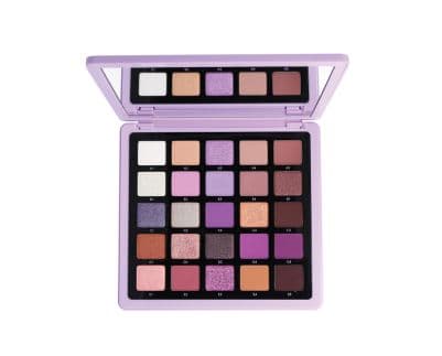 Gran paleta de sombras de ojos morada con espejo