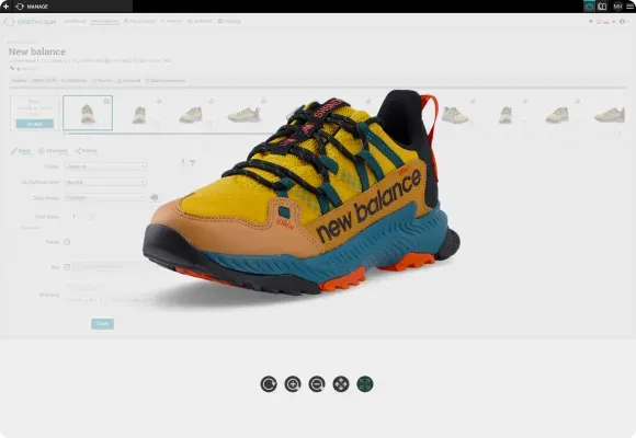 Vista de una zapatilla New Balance Trail en la interfaz de gestión de Orbitvu