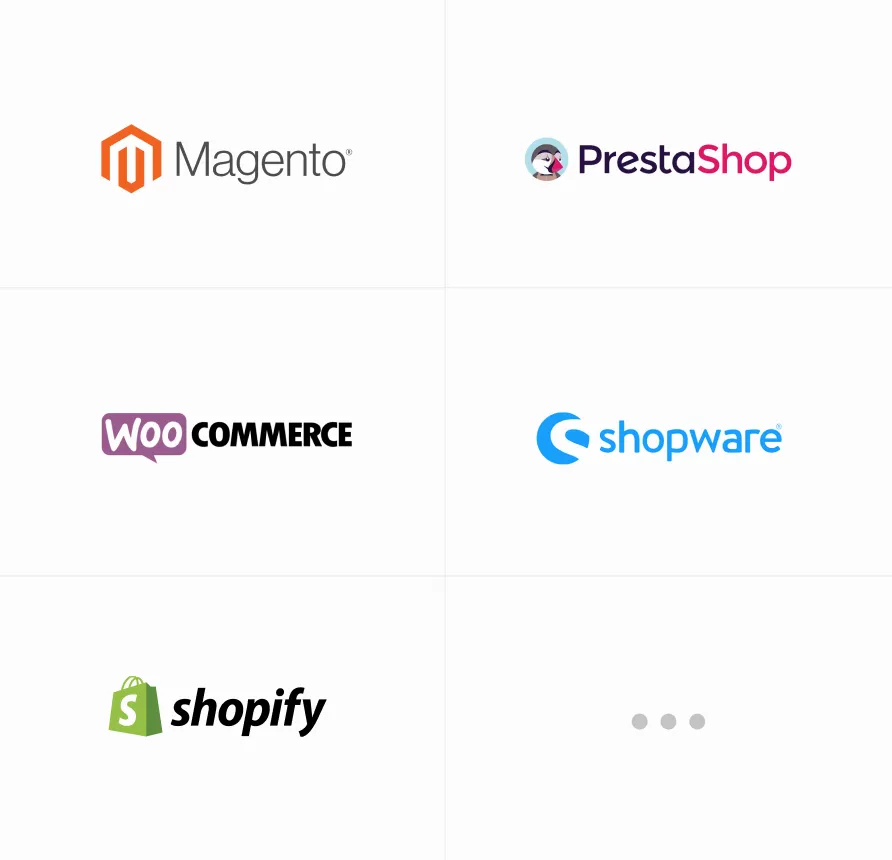 Logotipos de integración con plataformas de e-commerce