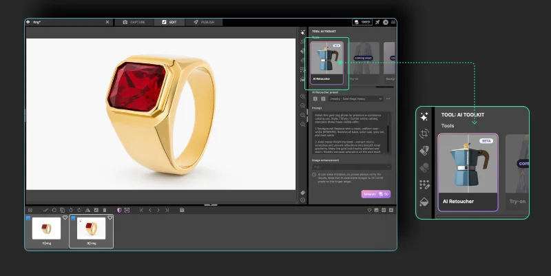 Abre el AI Toolkit y selecciona AI Retoucher